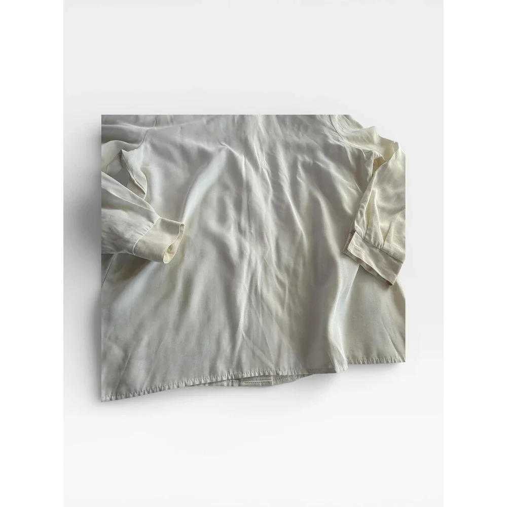 Norton McNaughton‎ Womens Cream Crest Emblem Collared Button Up Shirt Size 12